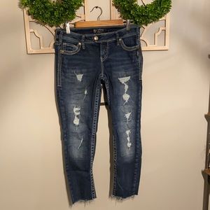 Silver Tuesday Skinny raw edge ankle jeans